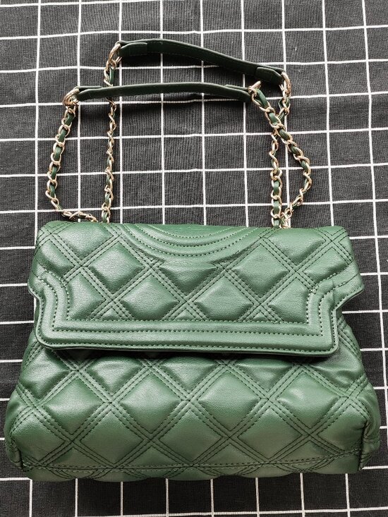 Handbags - Tory Burch Fleming Collection Green Quilted Chain Bag